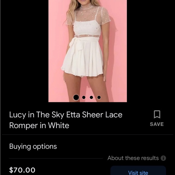 White Lucy in the Sky Glitter Romper - Picture 4 of 4